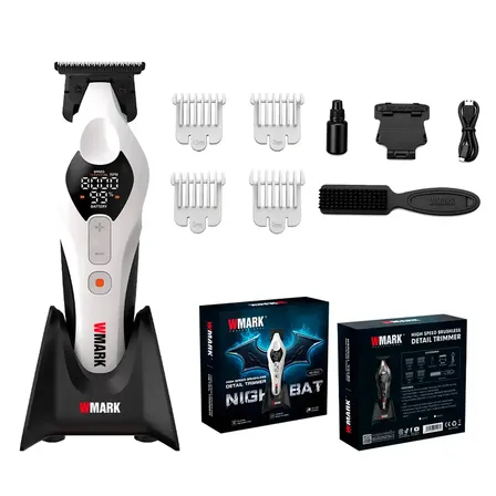 Trimmer Inalámbrica Pantalla Led Wmark NG-8262 4 Velocidades 7500 Rpm Con Base de Carga Y Accesorios Color Blanca