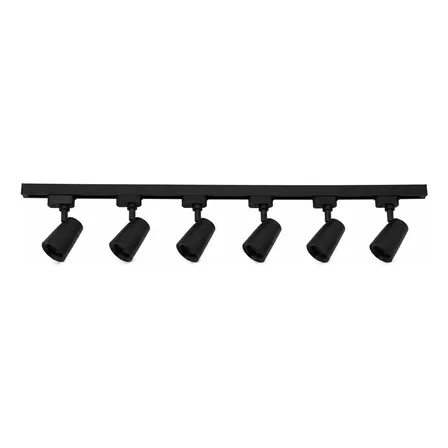 Aplique Barral Riel Luces 2mt Con 6 Cabezales Gu10 Moderno Negro