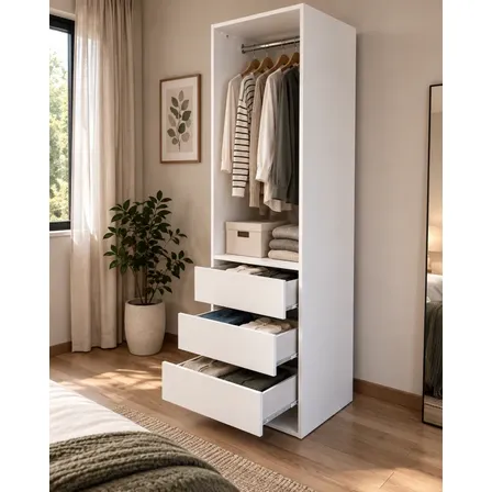 Modulo Interior Placard Mueble Libre 3 Cajones Zapatero Blanco