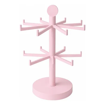 Exhibidor De Llaveros Y Pulseras Doble Giratorio De 30cm Rosa Claro