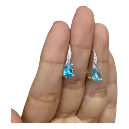 Aros Plata 925 Colgante Gotas Colores Mujer
