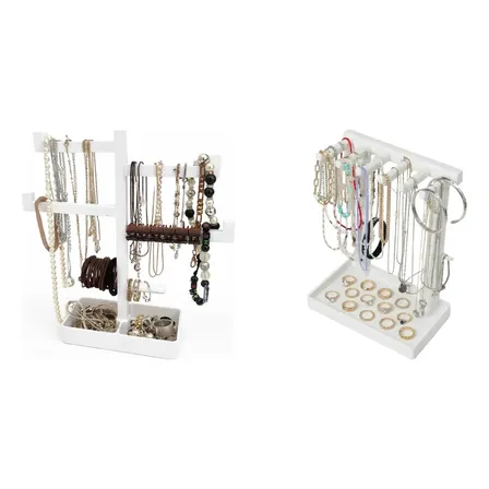 Kit Joyero: Organizador De Joyas Y Bijouterie Porta Collares Anillos Blanco + Organizador Vertical Deco Blanco
