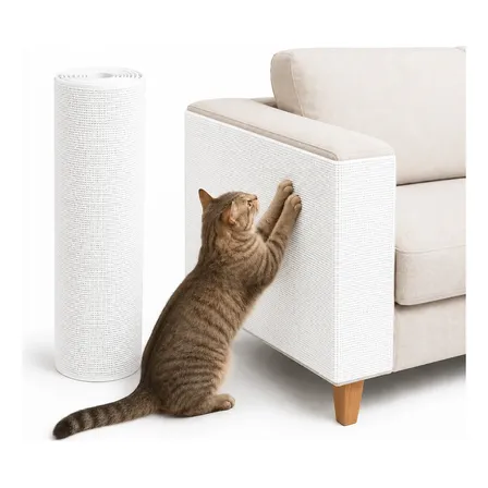 Rascador Autoadhesivo Premium Gatos Sillón Esquinero 200x40 Blanco
