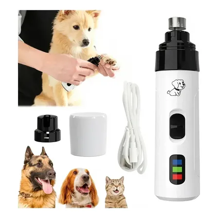 Cortaúñas Eléctrico Para Mascotas Lima Uñas Perros Gatos Recargable USB Silencioso 3 Niveles Cabezal Diamante Portátil Seguro Profesional Pulidor De Uñas Para Animales Pequeños Medianos Grandes Blanco