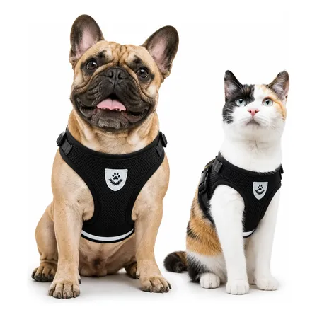 Pretal Arnés Reflectivo Para Perros Y Gatos Con Correa 1,2m Negro L