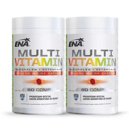 Multivitaminico Ena Wellness Series Pack X2 120 Comprimidos Vitaminas Minerales Con Cafeina Energia Defensas Sistema Inmunologico