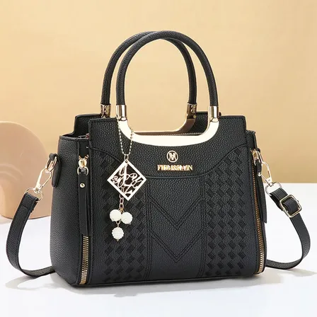 Cartera Estructurada Con Asas Superiores Mujer Negro