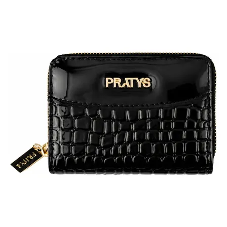 Billetera Mujer Cuero Sintético Pocket Compacta Elegante Negro Floreado