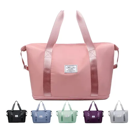 Bolso Plegable Impermeable De Viaje Expandible Multiuso Mano Rosa Liso