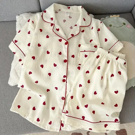 Conjunto De Pijama Corto Cómodo Para Mujer