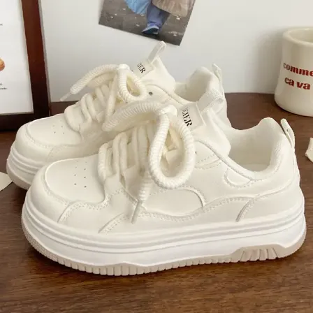 Zapatillas Blancas De Suela Gruesa Para Mujer Primavera 2025