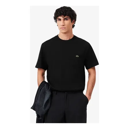 Remera De Hombre Lacoste Th2827 Negro Liso 4 Lisa