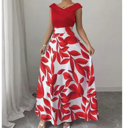 Vestido Larga Floral Mujer Elegante Vacaciones Verano