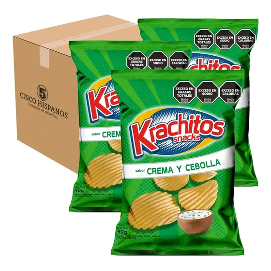 Papas Fritas Krachitos Sabor Crema Y Cebolla 90g Caja X16