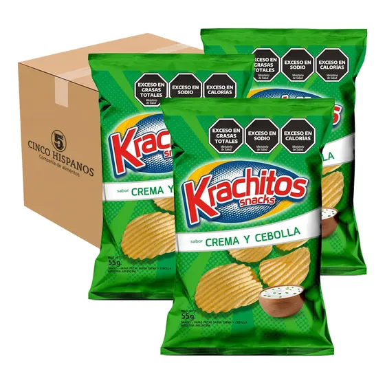 Papas Fritas Krachitos Sabor Crema Y Cebolla 55g Caja X24