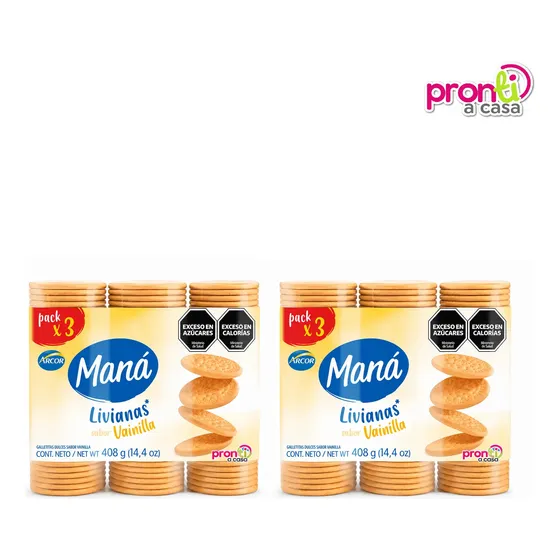 Galletitas Mana Vainilla Arcor 408g - Pack X 2