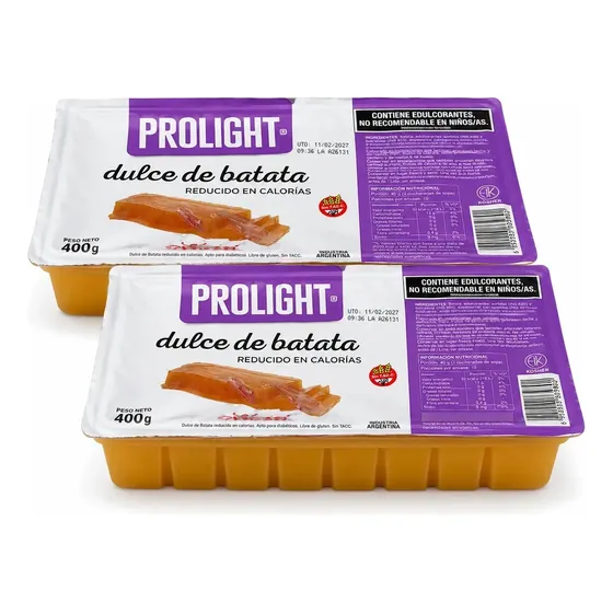 Dulce Batata Vainilla Prolight S/azúcar Orieta 400 Gr X2