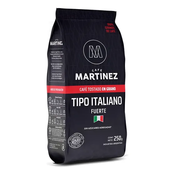 Café Tostado En Grano Tipo Italiano Café Martínez 250 Gr