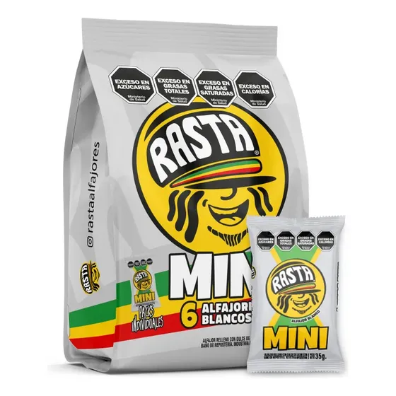 Alfajor Rasta Mini Blanco 35g - Pack X 6