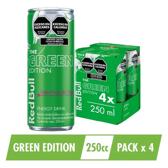 Energizante Red Bull Green Edition 250cc Pack X4 Unidades