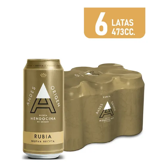 Pack x6 Cervezas Rubia 473 C/U Andes Origen