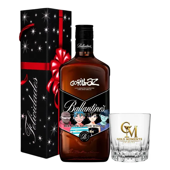 Whisky Ballantines Gorillaz Rock 700cc + Vaso + Estuche