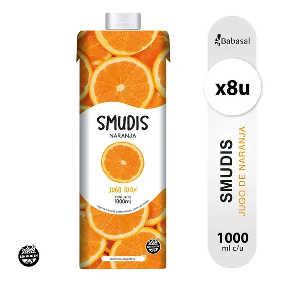 Jugo Smudis Naranja 100% Natural Con Pulpa 1000ml X8u