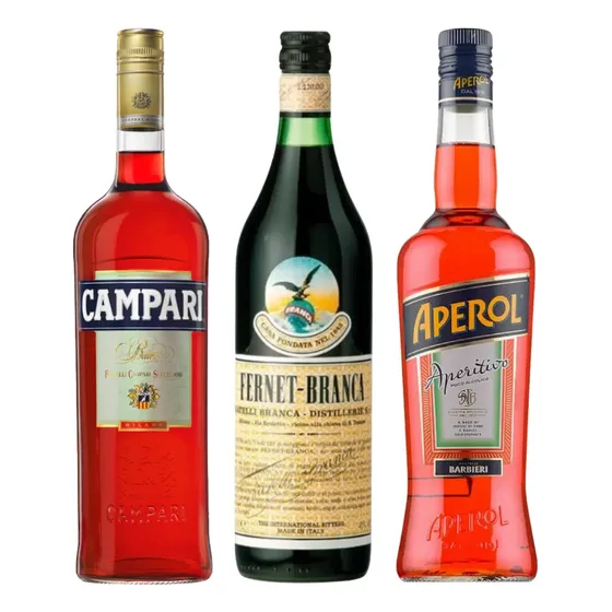 Combo Aperitivos Fernet - Aperol - Campari Caja X 3