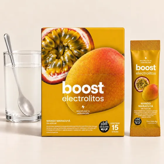 Boost Electrolitos En Polvo Sin Azúcar Mango Maracuyá X15 Un