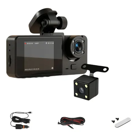 Cámara Dashcam 3 Canales Full Hd 1080p Con Visión Nocturna Para Auto
