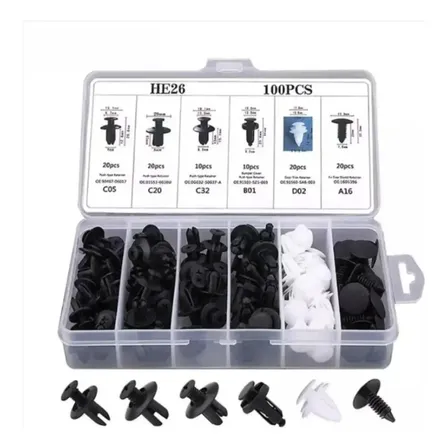 Kit 100 Grampas Retenedoras A Presión Para Auto Clips Remaches Plásticos Automotrices