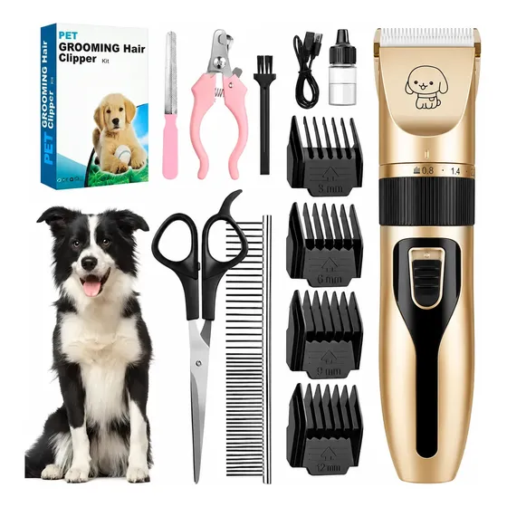 Kit Máquina Cortapelo Para Perro Y Gato Con Extras Dorado