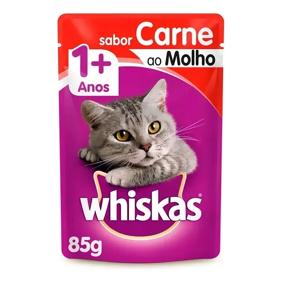 Alimento Whiskas Adultos para gato adulto todos los tamaños sabor carne en salsa de 85 g