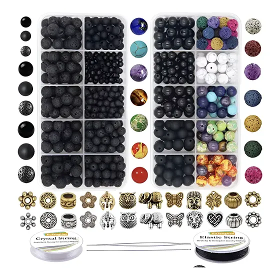 Kit Set Completo Armar Bijouterie Piedras De Lava Chakra