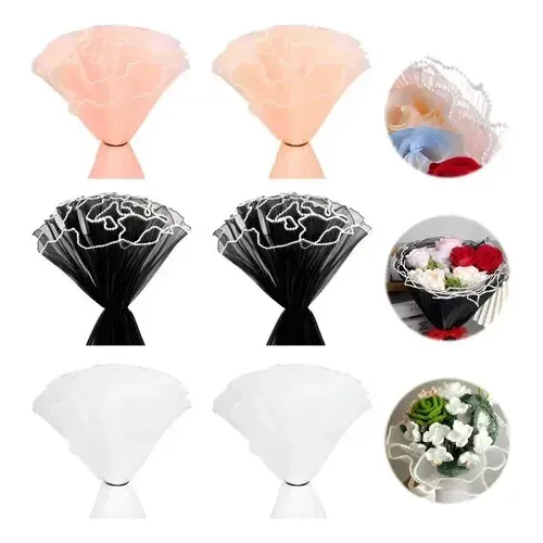 6 Envoltorios Tul Perlado Ondas Para Ramo Floral 6pcs