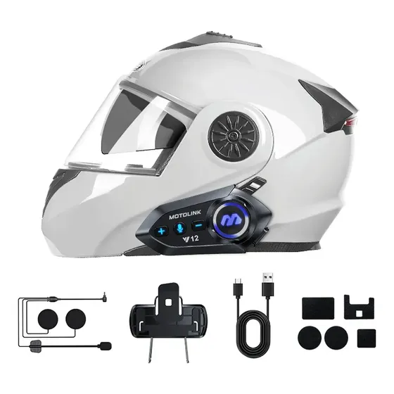 Kit Pack X2 Auriculares Casco Moto Motolink Y12 Con Radio Fm Y Bluetooth Impermeable