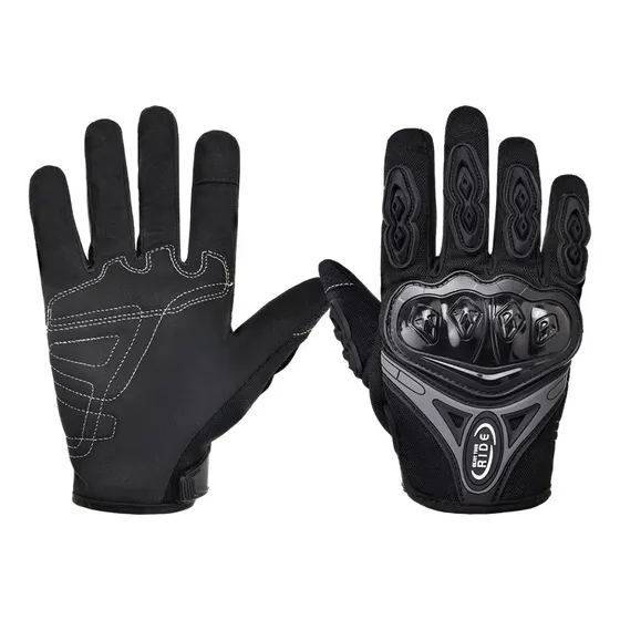 Guantes Para Moto De Dedos Completos Táctiles Con Protección En Nudillos Para Hombre Black Xl
