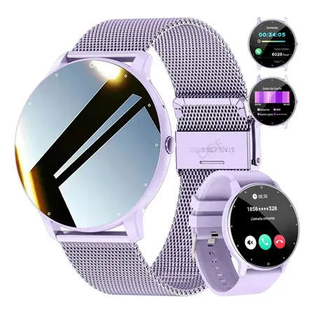 Smartwatch Reloj Hombre Mujer Llamadas Bluetooth Impermeable Lavanda Mesh