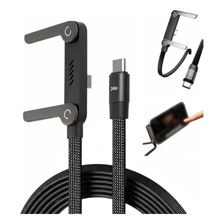 Cable Cargador De Soporte Oculto De 240 W Con Soporte, Carga Rápida