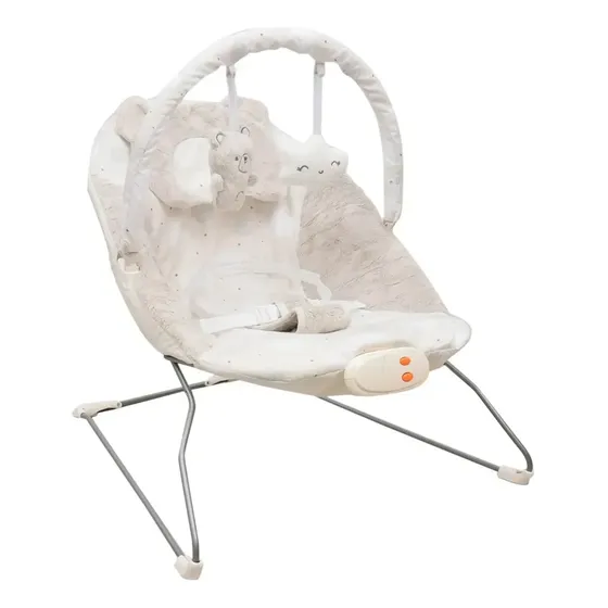 Silla Mecedora Premium Baby Osito Con Vibración Y Sonidos Color Gris