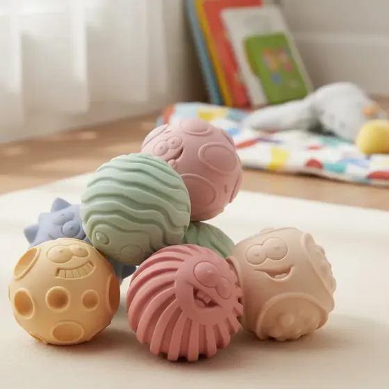 Set Pelotas Sensoriales Bebé Colores Montessori 6 Piezas
