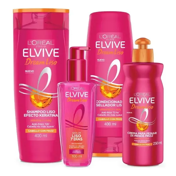 Kit Elvive Dream Liso: Shampoo, Acondicionador, CPP y Serum