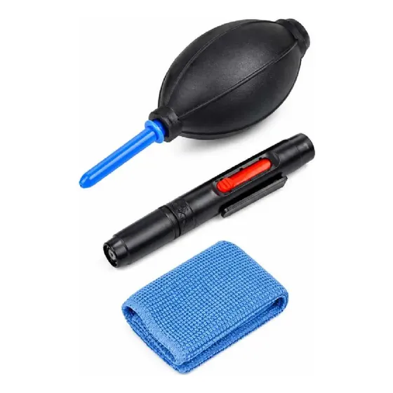 Kit Limpieza Cámara y Lente 3 Piezas con Soplador Cepillo Paño Ohymashop