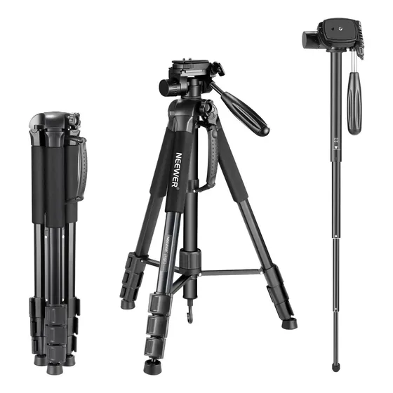 Trípode Monopie Aluminio Neewer Con Cabezal De Paneo Negro