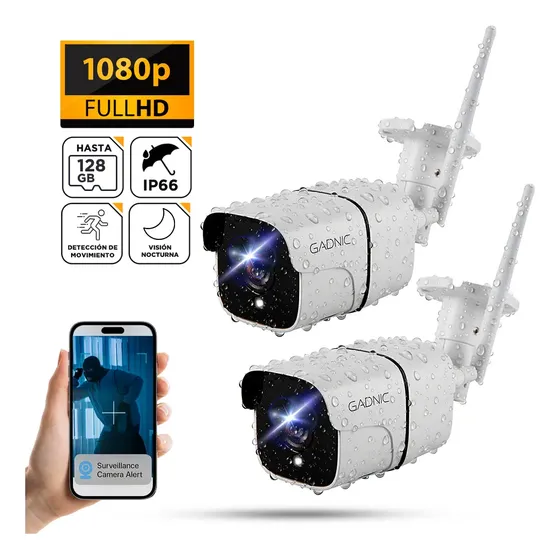 Kit x2 Cámara De Seguridad Gadnic SX37 Exterior Ip Conexión Inalámbrica P2p Visión Nocturna FHD