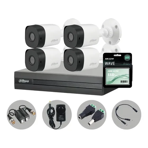 Kit Seguridad Camaras Hd 4 Dahua Dvr Full Hd Hdcvi Disco Color Blanco