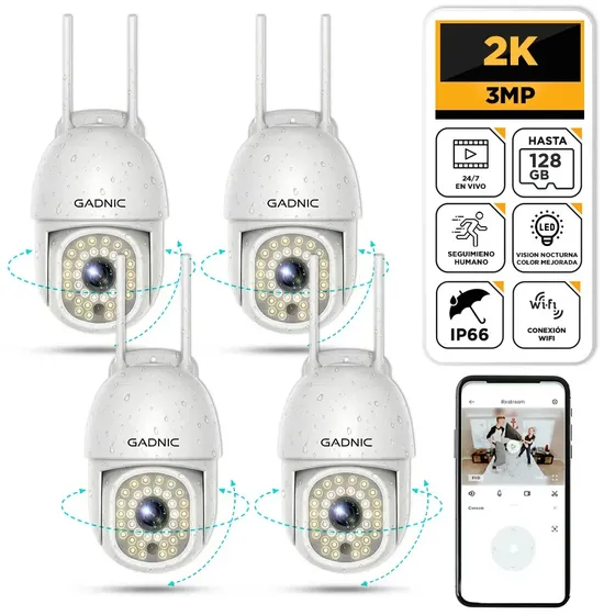 Kit x4 Cámaras De Seguridad Gadnic Exterior Domo Full Hd Visión Nocturna