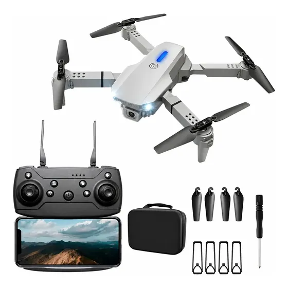Drone Plegable Con Camara Dual Control Remoto Luz Hd 2144