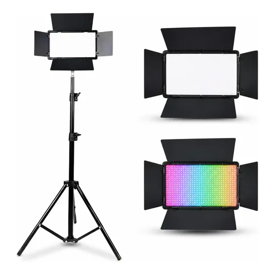 Kit Panel Led Rgb 600 Luz Blanca Con Trípode Control Remoto