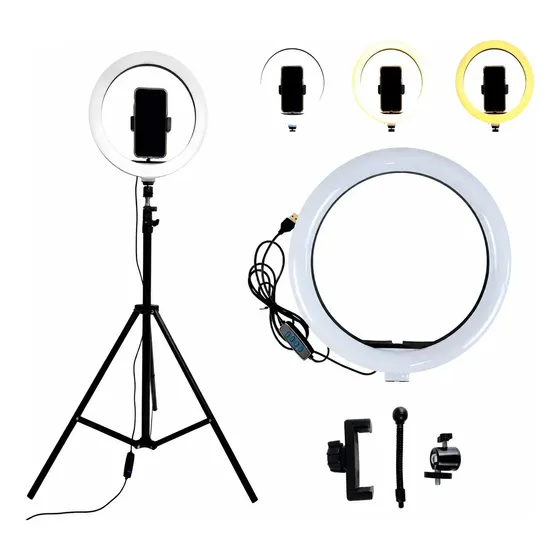 Aro De Luz Led Mti Blanco Frío Neutro Calido Tripode Estudio Negro Blanco Frío / Neutro / Cálido